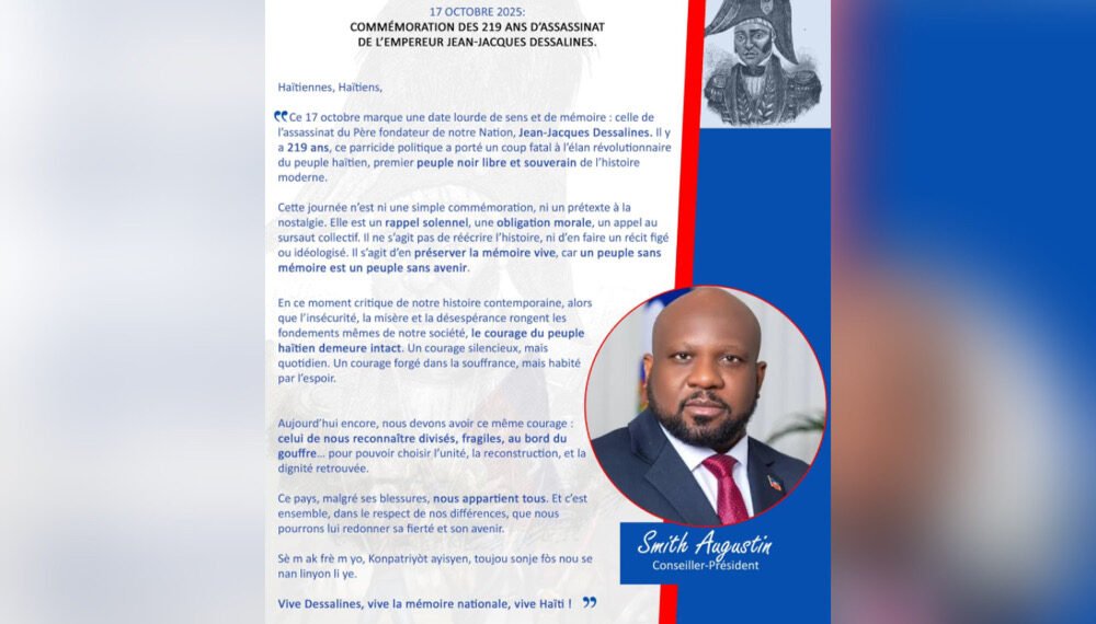 17 octobre smith augustin a rendu hommage à dessalines, un héros invicible